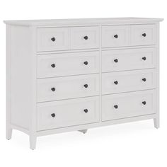 a white dresser with many drawers on it