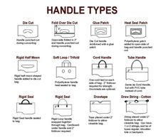 the instructions for how to fold handbags in different styles and sizes, including one that is