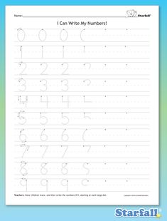 a printable worksheet with numbers for children to practice their handwriting and writing skills