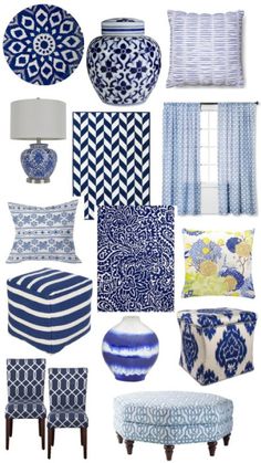 blue and white bedroom decor is featured in this article