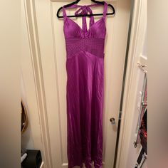 Beautiful Shiny Purple Halter Gown Vintage From Lord N Taylor Adrianna Papell. Never Been Worn New With Tags! Enjoy! Purple Gown, Brown Maxi Dresses, Gown Vintage, Purple Gowns, Green Prom, Place Dress, Beaded Cocktail Dress, Velvet Gown, Halter Gown