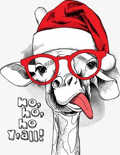 a giraffe wearing glasses and a santa hat