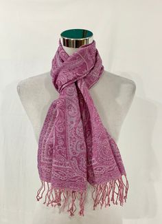 "Stay magnificent and dazzling in this warm and soft, Pink and Soft Grey Pure wool Scarf.  This Pink and Soft grey colour  scarf is hand woven from the artists at Kashmir Valley. This colourful paisley and floral jacquard, pure wool scarf is reversible, and have magnificent and cool colours like  soft Pink, Magenta, Soft Grey, and Cream.  This scarf can be worn with not only Black  or white ,but with lots of plain colours. It's good for casual wear or for everyday wear. This Pink and Soft grey, Winter Pashmina Scarf With Paisley Print, Winter Paisley Print Pashmina Scarf, Winter Paisley Print Pashmina Scarves, Winter Gift Silk Shawl Scarf, Winter Pashmina Shawl With Paisley Print, Pink Pashmina Shawl For Winter, Winter Paisley Print Pashmina Shawl, Pink Winter Pashmina Shawl, Pink Silk Scarf For Winter