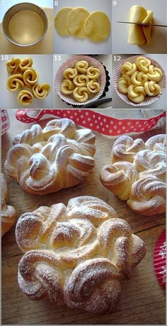 there are many different types of pastries on the table