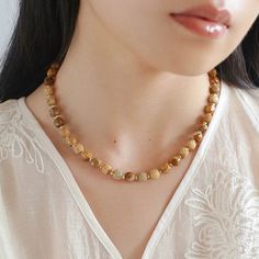 Metal: 18k Recycled Gold Plated On Brass Gemstone: Tiger's Eye, Picture Jasper Chain Length: 400-450mm Weight: 25g Edison Pearls, Gemstone Beaded Necklace, Tiger Eye Stone, Picture Jasper, Tiger's Eye, Recycled Gold, Metal Necklaces, Ring Bracelet, Stone Necklace