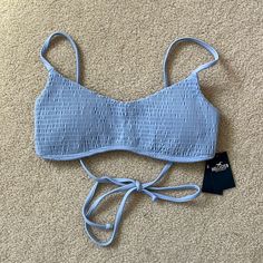 Hollister Smocked Bikini Top - New With Tags Attached - Size Xs - Adjustable Back - Baby Blue Color Pink Ladies Outfit, American Clothes, Bd Ideas, Hollister Clothes, Pretty Swimsuits, Clothes Kawaii, Fashion Swimsuit, Swimsuit Inspo, Kawaii Outfit