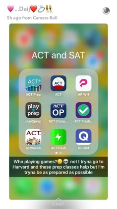 an iphone screen with the text act and sat on it, which appears to be in english