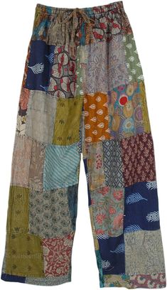 Patchwork Pants, Patchwork Clothes, Boho Style Outfits, Hippie Pants, Hippie Look, Trendy Skirts, Split Skirt, Grey Outfit, Green Outfit