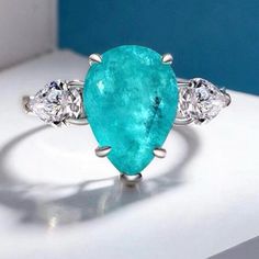 New Paraiba Tourmaline Pear Engagement Ring Size 6 Engagement Ring Size, Paraiba Tourmaline, Pear Engagement Ring, 6 Rings, Engagement Ring Sizes, Womens Jewelry Rings, Tourmaline, Pear, Engagement Ring