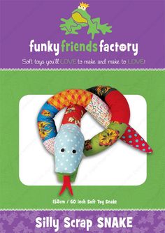 the cover of funky friends factory silly scrap snake craft kit with instructions to make it