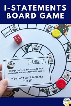 a hand holding a game card with the words, i - statement board game