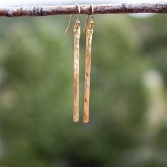 14K Gold Bar Earrings, Gold Bar Earrings, Long Bar Earrings, Bar Earrings, Hammered Gold Earrings, Hammered Bar Earring, Stick Earrings Minimalist Long Drop Hammered Jewelry, Minimalist Hammered Long Drop Earrings, Minimalist Hammered Dangle Linear Earrings, Minimalist Hammered Dangle Earrings, Long Bar Earrings, Bar Earring, Minimalist Earrings Gold, Gold Bar Earrings, Earrings Long