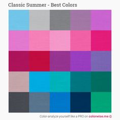 an image of a color scheme with the words classic summer - best colors on it