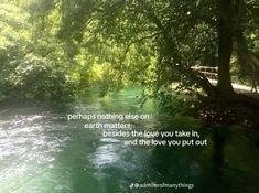 there is a river that has some trees in the background and a quote about perhaps nothing else on earth matters