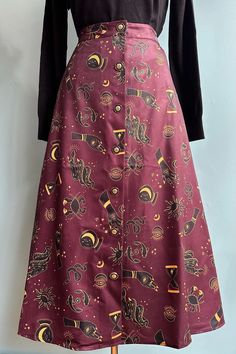 Mystical Midi Skirt in Eggplant by Voodoo Vixen – Modern Millie Modern Millie, Teacher Clothes, Wedding Wear, Star Signs, True Vintage, The Star, New Vintage, Eggplant, Clothes For Sale