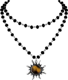 Amazon.com: Sacina Gothic Sun Necklace, Tiger Eye Sun Pendant, Black Bead Choker Necklace, Gothic Necklace, Goth Choker, Halloween Christmas New Year Jewelry Gift for Women: Clothing, Shoes & Jewelry New Year Jewelry, Beaded Boho Necklace, Goth Choker, Bead Choker Necklace, Sun Necklace, Style Gothic, Sun Pendant