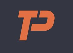 the letter p is made up of orange and black letters on a dark blue background