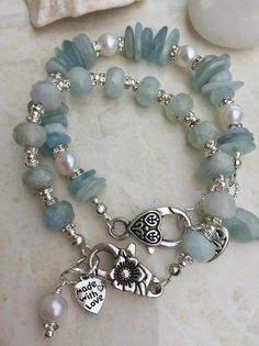 Aquamarine Birthstone, Aquamarine Bracelet, Bracelet Heart, Birthstone Bracelet, Bracelet Crystal, Popular Jewelry, March Birthstone, Homemade Jewelry