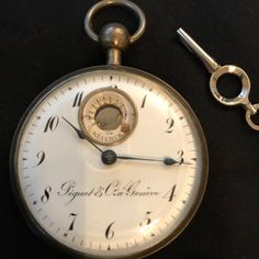 1810 - 1830 Silver Pocket Watch. Non Working. Built In Thermometer, Very Rare. Wind Up Key Included. Antique Pocket Watch, Silver Pocket Watch, Pocket Watch Antique, Source Unknown, Very Rare, Pocket Watch, Built In, Key, Silver