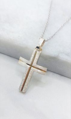 An elegant handmade mens gold cross 14k - 18k A Handmade Solid Gold Cross Pendant from 14k or 18k Gold. A unique jewelry ideal for baptism cross. Α jewel for a lifetime. Handmade in Greece in our laboratory in Sparta. -It can be personalized by engraning on the back side of the cross a name or a date- Details: Height29 mm Width:15 mm Weight:Approximately 5.0 gr 14k - 5.5 18k Metal:14k White Gold Style:Mens Baptism Cross ❣️ For more  crosses take a look here      👉  https://www.etsy.com/shop/Gio Men’s Gold Cross Necklace, Cross-shaped Large Pendant Jewelry For Gift, Cheap Men's Cross-shaped Jewelry, Nickel-free White Gold Cross Pendant Jewelry, Gold Cross Necklace Mens Jewelry1000.com, Gold Cross Pendant, Mens Pendant, Mens Gold, Gold Cross