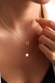 Star Charm Necklace, Tiny Star Necklace,  Super Star Necklace, Star Choker, Stars Necklace, Layering Necklace, Gift for her, christmas gift STAR NECKLACE Dainty gold star lariat necklace, perfect to wear by itself for a minimal look or layer it up with other necklaces. Our products are carefully prepared by our company from 925 Sterling silver. We offer you years of experience, product and service quality. FINISHED COLOR: Silver - Gold - Rose Gold Necklace length: 14 INCHES 15 INCHES 16 INCHES 1 Gold Star Jewelry, Star Gold Necklace, Necklaces Star, Tiny Star Necklace, Gold Star Necklace, Star Choker, Stars Necklace, Necklace Star, Star Necklace Gold