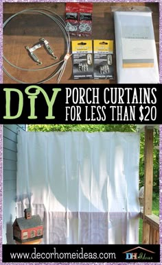 the diy porch curtains for less than $ 20 are easy and quick to make