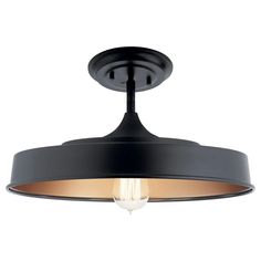 Elevate your home's ambiance with the Kichler 52098BK Elias pendant light. This versatile fixture combines sleek black finish with a gold metallic interior, creating a stunning visual contrast that complements various decor styles. The Elias pendant's convertible design allows for easy installation as a semi-flush mount, making it an ideal choice for home renovators and modern homeowners. Its minimalist style serves as a beautiful foundation for your lighting vision, while the gold interior prov Contemporary Home Exteriors, Metallic Interior, Home Exteriors, Contemporary House Exterior, Vintage Edison Bulbs, Kichler Lighting, Semi Flush Lighting, Black Ceiling, Semi Flush Ceiling Lights