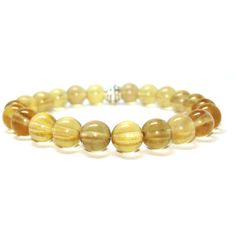 Yellow Fluorite 8mm Round Crystal Bead Bracelet Yellow Stretch Bracelet With 8mm Beads, Yellow Spiritual Stretch Bracelet With Round Beads, Yellow Spiritual Stretch Bracelet Hand-strung, Yellow Spiritual Stretch Bracelet, Yellow Fluorite, Crystal Bead Bracelet, Fluorite Bracelet, Strengthen Teeth, Tooth Enamel