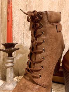 Brown Chunky Ankle Boot 00s Y2K Peasant Cottagecore Medieval Granny Boots  | eBay Vintage Faux Leather Round Toe Boots, Festival Platform Boots With Round Toe, Brown Laced Boots For Fall, Vintage Faux Leather Boots With Round Toe, Vintage Faux Leather Boots For Fall, Steampunk Round Toe Boots For Fall, Steampunk Boots With Round Toe For Fall, High Heel Winter Festival Boots, Vintage Faux Leather Boots With Closed Toe