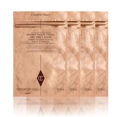 Find CHARLOTTE TILBURY Instant Magic Facial Dry Sheet Mask Set on Editorialist. A magic skincare kit featuring 4 of my hydrating dry sheet masks for moisturised, brighter, smoother looking skin! Charlotte Tilbury Face Mask, Sheet Mask Design, Sheet Mask Packaging, Sheet Mask Collection, Luxury Design Print, Sheet Face Mask, Sheet Mask Set, Face Mask Aesthetic, Skincare Kit