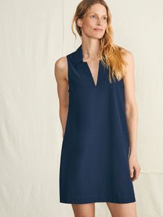 Fitted Blue Polo Dress For Summer, Blue Fitted Polo Dress For Summer, Collared Cotton Polo Dress For Summer, Summer Polo Dress With Collared Neckline For Work, Summer Cotton Polo Dress, Summer Cotton Collared Polo Dress, Chic Summer Polo Dress For Work, Chic Summer Workwear Polo Dress, Casual Blue Dress With Collared Neckline