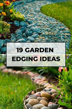 19 creative ways to edge a garden using stones and plants. Paver Edging Flower Beds, Creative Landscape Edging, Brick Flower Bed Border, Garden Borders Ideas, Rock Borders Edging, Garden Edge Ideas, Garden Edges And Borders, Small Garden Raised Beds, Wood Garden Edging