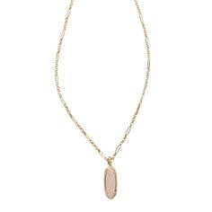 Make a sophisticated statement with the Eva Small Long Pendant Necklace. An oval-cut stone delicately hangs from a long chain for a sleek, contemporary look. Effortlessly elegant, pair this pendant with a classic chain or a chic choker. To preserve your fashion jewelry for years to come, agents such as soaps, perfumes, lotions, makeup, hair and cleaning products, and other chemical contact should be avoided. Take care to remove jewelry before showering, sleeping, exercising or swimming. Kendra S Elegant Oblong Necklace With Adjustable Chain, Elegant Oblong Necklace For Everyday Wear, Elegant Oblong Necklaces As Gifts, Elegant Oblong Everyday Necklace, Elegant Everyday Oblong Necklace, Elegant Oval Pendant Chain Necklace, Elegant Oblong Gemstone Jewelry, Jewelry Kendra Scott, Target Gifts