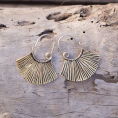 Oxidized brass Sterling silver ear wire Approximately 1.25 inches long Fan Earrings, Brass Earrings, Earrings Sterling Silver, Ear Wire, Sterling Silver Earrings, Dangle Earrings, Brass, Drop Earrings, Fan