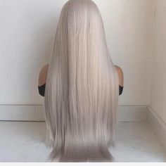 30 Inch Long Light Grey Hair Wig With Bangs, Straight Wigs For Women, Long Straight Heat Resistant Synthetic Wig #Wig #Hair Light Grey Hair, Grey Hair Wig, Bangs Straight, Straight Wigs, Long Lights, Long Light, Wig With Bangs, Wigs For Women, Straight Wig