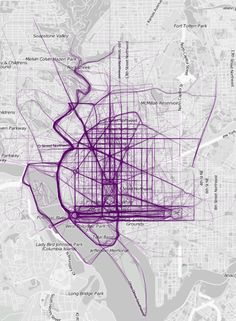 a map with purple lines in the shape of buildings and streets on top of it