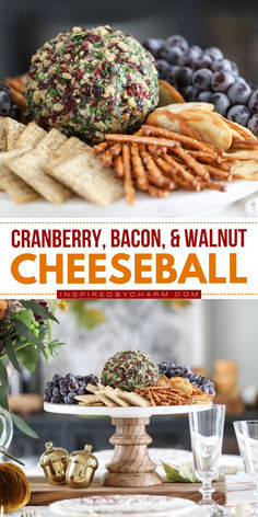 Delight your guests with our cranberry walnut cheese ball recipe! This festive appetizer combines salty and sweet flavors. Perfect for fun Thanksgiving appetizers or a Christmas dinner party, it’s sure to impress everyone at your table. Pin this bacon cranberry cheese ball for later! Cranberry Pistachio Cheese Ball, Bacon Cranberry Cheese Ball, Cranberry Bacon Cheese Ball, Walnut Cheese Ball, Fun Thanksgiving Appetizers, Cranberry Cheese Ball, Bacon Cheeseball Recipes, Thanksgiving Party Food, Walnut Cheese