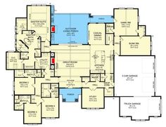 this is an image of the first floor plan for a luxury home with pool and hot tub