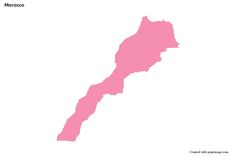 a pink map of morocco on a white background