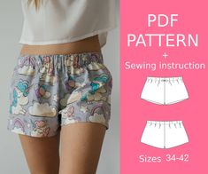 the sewing pattern for shorts is shown