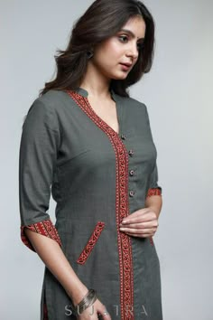 Buy Latest Designer Kurtis Online for Woman | Handloom, Cotton, Silk Designer Kurtis Online - Sujatra Stylish Cotton Suits Designs, Handloom Kurti Designs Latest, Handloom Kurta Design, Border Design For Kurti, New Style Kurti Design 2024, Kurtis With Borders Pattern, Handloom Dress Designs, Kurty Pattern Latest, Border Neck Designs For Kurtis