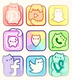 the icons are designed to look like animals, cats and other things in different colors