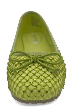 Sparkling embellishments add a dose of glam to the mesh upper of a poised ballet flat set on a cushioned footbed and durable rubber sole. Cushioned footbed Textile upper/synthetic lining/rubber sole Imported Slip-on Synthetic Party Flats, Evening Mesh Flats, Party Ballet Flats In Synthetic Material, Party Synthetic Ballet Flats, Green Closed Toe Synthetic Flats, Non-slip Synthetic Flats, Summer Party Synthetic Ballet Flats, Synthetic Closed Toe Ballet Flats For Parties, Summer Ballet Flats With Removable Insole