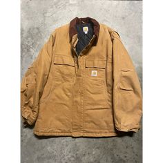 Brand: Carhartt Color: Tan Size: Men’s Xxl Condition: Gently Used - Good Please Note: Color May Vary Slightly Due To Screen And Lighting. All Items, Unless Marked Nwt, Are Gently Used And May Have Signs Of Wear. Vintage Items Are 20-40 Years Old!!! We Try To Call Out Any Flaws/Imperfections In The Description. Please View All Photos For Condition And Feel Free To Message Me For More Pictures Or Measurements. Please Wash All Items Prior To Wear. Want This Piece For A Lower Price? Then, Shop My Cl Brown Outerwear With Pockets For Outdoor Work, Classic Brown Outerwear For Outdoor Work, Brown Utility Outerwear For Streetwear, Carhartt Jackets, Men Carhartt, Line Jackets, More Pictures, 40 Years, Mens Jackets