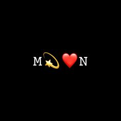 the word mom with a heart and an arrow on it's side, against a black background