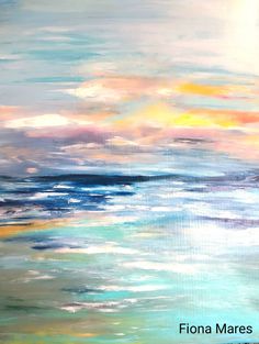 an abstract painting of the ocean and sky