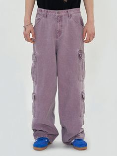 Editor's NotesUNALLOYED's trendy and casual cargo pants are made of 100% cotton fabric. These cargo pants go well with a trendy mood outfit.- Trendy, wide silhouette- Vintage mood with the natural colors - Pocket details- Daily and versatile itemMeasurements(in.)Size: S / M /  L- Total length: 40.94 in. / 41.73 in. / 42.51 in.- Waist: 15.35 in. / 16.33 in. / 17.32 in.- Front rise: 12.99 in. / 13.38 in. / 13.77 in.- Hip: 21.65 in. / 22.63 in. / 23.62 in.- Thigh: 13.58 in. / 14.17 in. / 14.76 in.- Hem: 9.44 in. / 9.84 in. / 10.23 in.*Model Info- Man: Height 6' / Bust 34.64in. / Waist 29.13in. / Wearing L size- Woman: Height 5'57 / Bust 29.52in. / Waist 22.83in. / Wearing L size*Depending on the measurement method, the Purple Wide Leg Bottoms For Streetwear, Purple Straight Leg Cargo Pants With Pockets, Purple Straight Leg Pants With Cargo Pockets, Purple Wide-leg Bottoms With Cargo Pockets, Purple Wide Leg Bottoms With Cargo Pockets, Purple Cotton Cargo Pants, Purple Straight Leg Bottoms With Cargo Pockets, Casual Purple Straight Leg Cargo Pants, Baggy Cotton Cargo Jeans With Patch Pockets