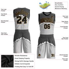 a basketball uniform with the number 24 on it and instructions for how to wear it