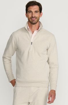 A head-to-toe collection of fresh and classic silhouettes with a more relaxed fit: still as soft as ever, now with layerable ease for even more wear. This pullover has a collar with a true half zipper placket, ribbed trim and two welt pockets with invisible zippers. True half-zip style Ribbed cuffs and hem to help it hold up in the wash Strong, reinforced shoulder seams Two zippered welt pockets 84% cotton/16% polyester. Machine wash. Imported Zipper Placket, Welt Pockets, Lands End, Half Zip, Welt Pocket, Nordstrom, Relaxed Fit, Trim, Zipper