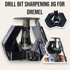 the drill bit sharpening jig for dremel is shown in this image